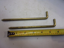 Vintage Solid Brass Square Bent Hook 6 inches long, 3/16&quot; pair heavy duty - $12.86