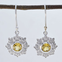 classy Citrine 925 Sterling Silver Yellow Earring genuine indian CA gift - £19.99 GBP