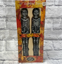 Vintage Halloween Candles Robert Alan Gray Black Skeletons New 90s Tapers - £14.18 GBP