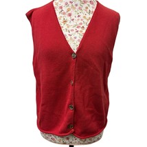 ❤️ Vtg GALANTI Red 100% Cotton Knit Vest L Classic Button Front Minimali... - $26.59