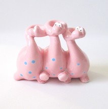 Fitz And Floyd Dinosaur Kids Toothbrush Holder Three Pink Cute Dinos Long Necks - £20.26 GBP