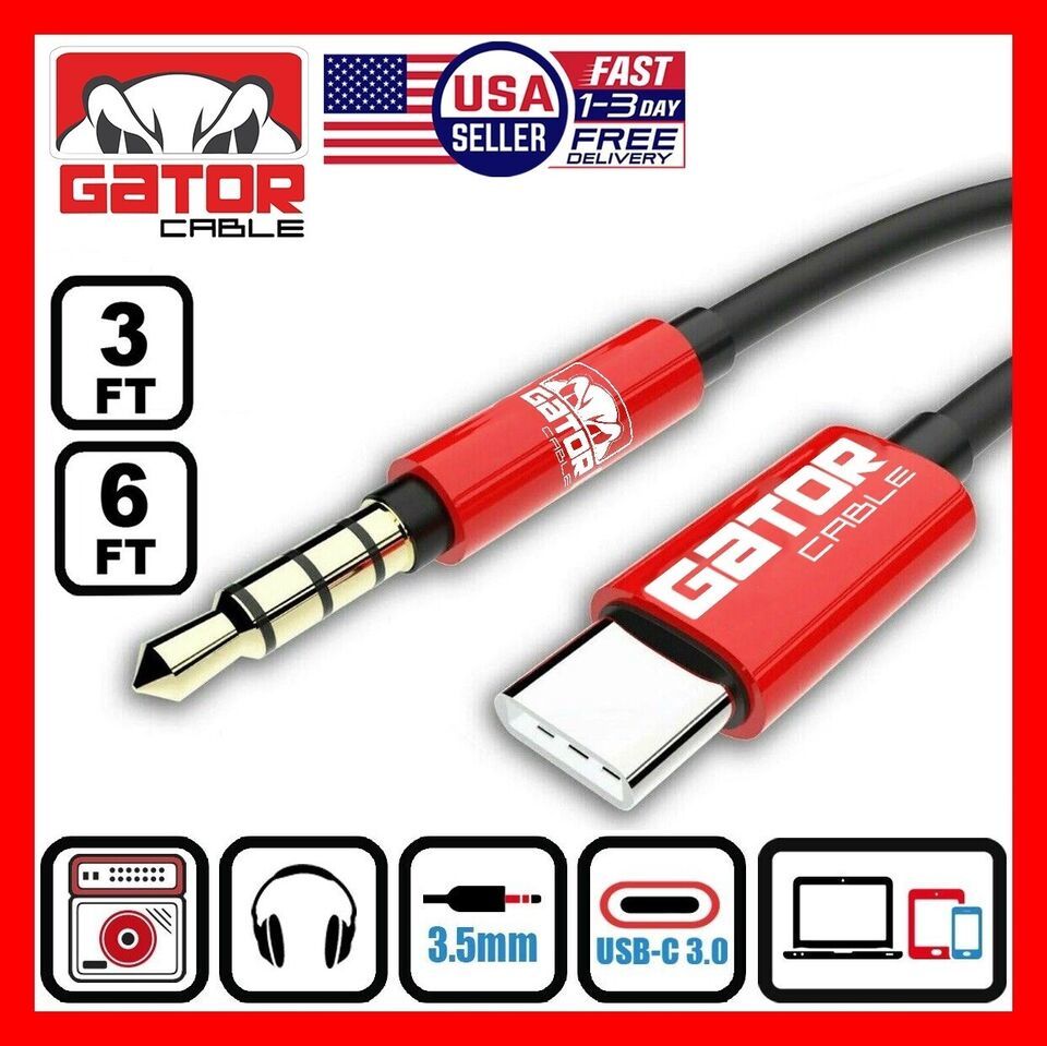 USB-C to AUX 3.5mm Cable Audio Adapter For S9 S10 S20 S21 S22 S23 S24 Note 8 9