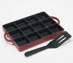 Cook&#39;s Essentials Cast-Iron Elite Non-Stick Brownie Muffin Pan with Spatula Gold - £19.32 GBP