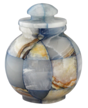 Small/Keepsake 25 Cubic Inch Triumph Onyx Blue Marble Cremation Urn for Ashes - £131.88 GBP