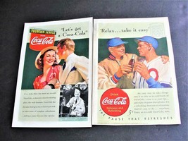 1930s Coca-Cola &quot; Let&#39;s get a Coca-Cola. Relax…” Set of (2) Magazine Page Ads. - £7.70 GBP