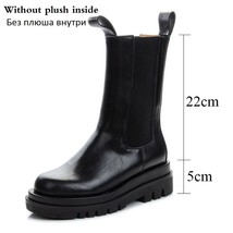 Fashion British Style Women Genuine Leather Chelsea Boots Wedges Platform Mid Ca - £61.17 GBP