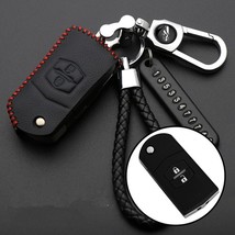 Leather Car Key Case  For 2 3 6 CX5 CX-7 CX-5 Folding Remote Fob Cover Keychain  - £32.12 GBP