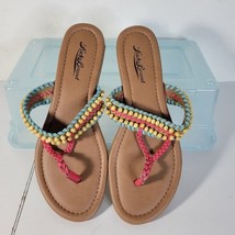 Womens Lucky Brand Beaded Flip Flop Sandal Leather Size 7 - £11.64 GBP
