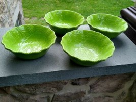 4 scalloped edge Temptations / Temp-tations GREEN Bowls 7.25 wide - $16.99