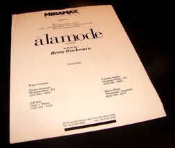 1994 ALAMODE Movie PRESS KIT PRODUCTION NOTES HANDBOOK Pressbook - £11.39 GBP