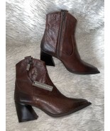 Emanuele Crasto ITALY Western Boots Brown Genuine Leather sz 40 US 9 NEW - £170.93 GBP