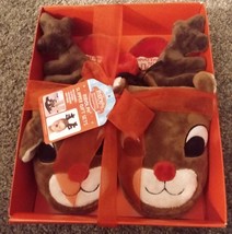 Rudolph the Red Nosed Reindeer Slippers Nose &amp; Headband Boxed Gift Set S... - £11.79 GBP