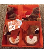 Rudolph the Red Nosed Reindeer Slippers Nose &amp; Headband Boxed Gift Set S... - £11.79 GBP