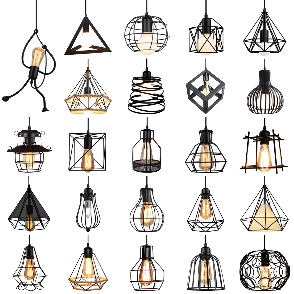T pendant ceiling lights industrial led hanging lamp shade for home living room kitchen thumb200
