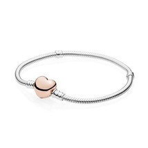 Heart Clasp Rose Gold Bracelets For Men Women Dainty Pan Jewelry Making Snake Ch - £107.06 GBP