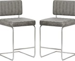 , Breuer Metal Counter Height Stools With Vertical Tufting, Set Of 2, Gray - $280.99