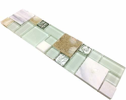 Beach Style Backsplash Lake Green Glass Stone Mosaic Wall Tile 3"x12" Sample