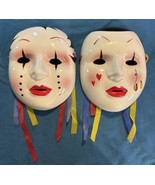 Vintage Pair Of Porcelain  Masks - £21.21 GBP