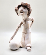 Dino BENCINI Pottery Sculpture Figurine BOWLER Spaghetti Hair Italy Signed - £17.58 GBP