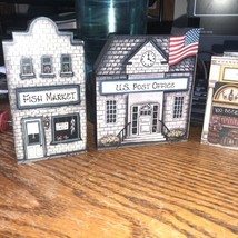 Brandywine Town Collectibles Woodcrafts Lot Of 5 Train Post Office Fish Market - £17.01 GBP