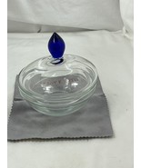 MCM  Crystal Candy Dish Cobalt Blue Glass Accents Cristal D&#39;Arque Blue w... - £13.23 GBP