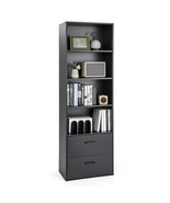 6-Tier Tall Freestanding Bookshelf with 4 Open Shelves and 2 Drawers-Bla... - €174,60 EUR