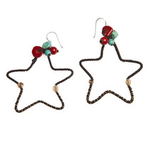 Mystic Star Red Coral-Turquoise Brass .925 Silver Earrings - £7.88 GBP