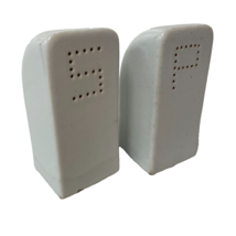White Ceramic S And P Lettering Solid Heavy Salt And Pepper Shakers Vintage - $11.55