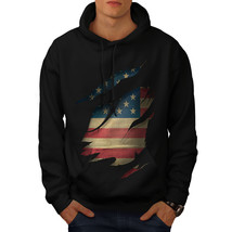 Wellcoda Flag Vintage Country Mens Hoodie, American Casual Hooded Sweatshirt - £26.11 GBP+