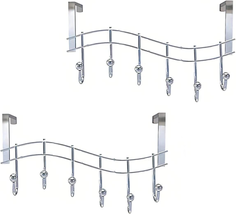 Pack of 2 over the Door Rack with Hooks , 6 Hangers for Towels Coats Clothes Ro - £33.73 GBP