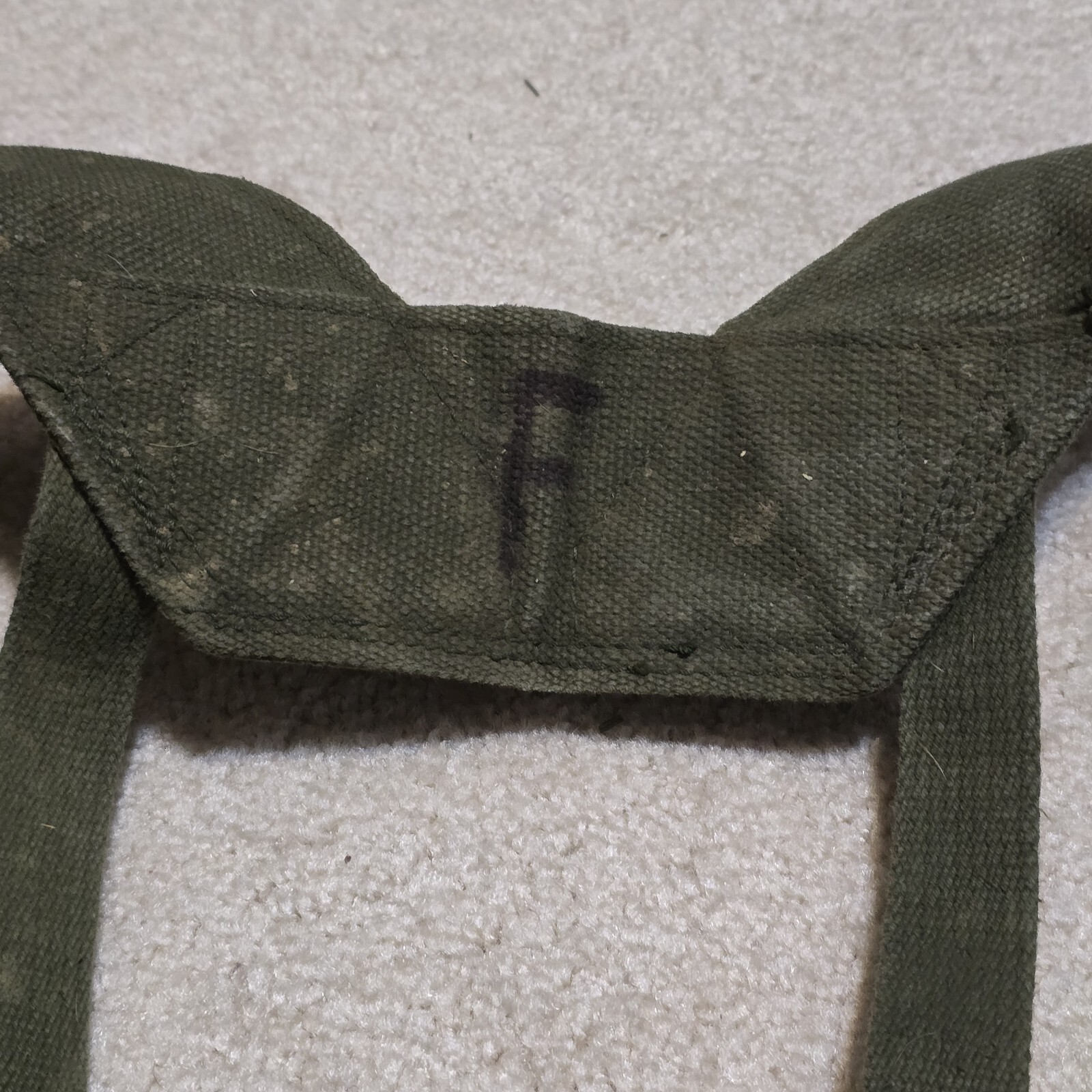 VTG USMC M1956 Horizontal Weave LBE OD Web Belt Size L Suspenders Brass Buckle Item image 15
