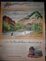 Vintage Maxwell House Coffee Fishing in The Rockies Print Magazine Adver... - $6.99