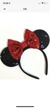 Red Minnie Mouse Ears Headband Disneyland Disneyworld classic red  HANDMADE - £5.57 GBP