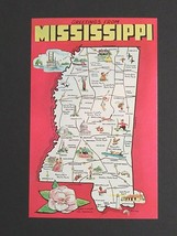 Mississippi State Map Large Letter Greetings Dexter Press c1960s UNP Postcard  - £3.99 GBP