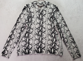 525 America Sweater Women&#39;s XL Black Snake Skin Knit Rayon Mock Neck Pul... - £18.21 GBP