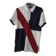 VINTAGE 80-90s TOMMY HILFIGER MULTICOLOR  GEOMETRIC MENS  POLO SHIRT size M - £16.94 GBP