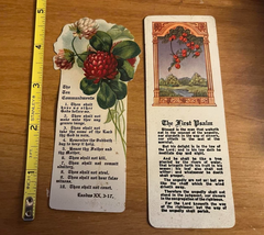 2 Old Plastic Religious Bookmarks 10 Command &amp; 1st Psalm - 1912 - £19.04 GBP