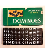 Double Nine Wooden Dominoes, COMPLETE in box - 55 bricks for 2 to 6 players - $13.47 CAD