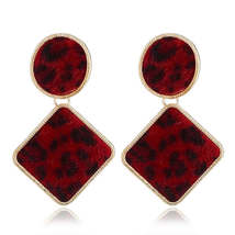 Red Gabardine & 18K Gold-Plated Leopard Print Drop Earrings - $13.99
