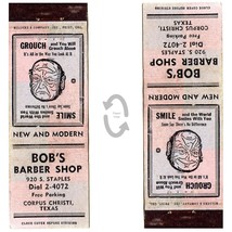 Vtg Matchbook Cover Bobs Barber Shop Corpus Christi  TX 1940s upside dow... - $19.79
