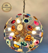 Natural Agate Stone Brass Lights: Handcrafted Illumination with Organic Beauty - £383.89 GBP