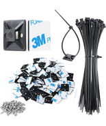 XHF 3/4&quot; Strong Back-Glue Self Adhesive Black Cable Zip Tie Mounts 100Pc... - £11.92 GBP