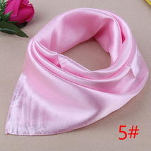 1 Women Solid Neck Neckerchief Soft Silk Bandana Square Wrap Scarf Head ... - $93.01 MXN