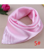 1 Women Solid Neck Neckerchief Soft Silk Bandana Square Wrap Scarf Head ... - £3.91 GBP