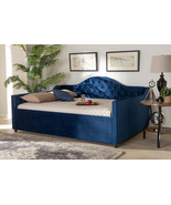 Rene Royal Blue Velvet Fabric Upholstered and Button Tufted Full Size Da... - $16,777.51 MXN