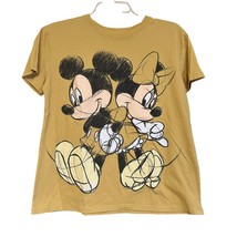 Disney Womens Tshirt Size S Yellow Mickey &amp; Minnie Mouse Cartoon Graphic... - $14.73