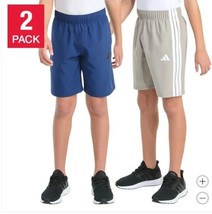 Adidas Boys Girls Shorts Navy Blue Beige 2-Pack Active Elastic Waist Lig... - $817.13 MXN