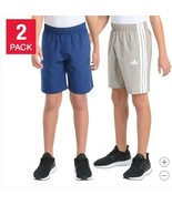 Adidas Boys Girls Shorts Navy Blue Beige 2-Pack Active Elastic Waist Lig... - $59.03 CAD