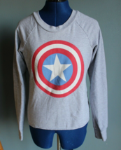 Marvel Comics Women&#39;s Light Gray Captain America Long Sleeve Sweat Shirt ~S~ - £8.23 GBP