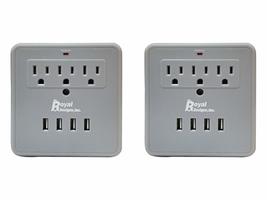 Royal Designs Wall Mount 3 Outlet Surge Protector Power Strip with 4 USB Ports,  - $42.52